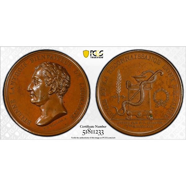 FRANCE: AE medal, 1817, PCGS Specimen 63