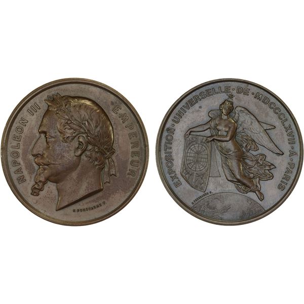 FRANCE: Napoleon III, 1852-1870, AE medal (60.75g), 1867, Unc