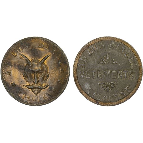 FRANCE: Republic, token (1.29g), ND (ca. 1900), XF