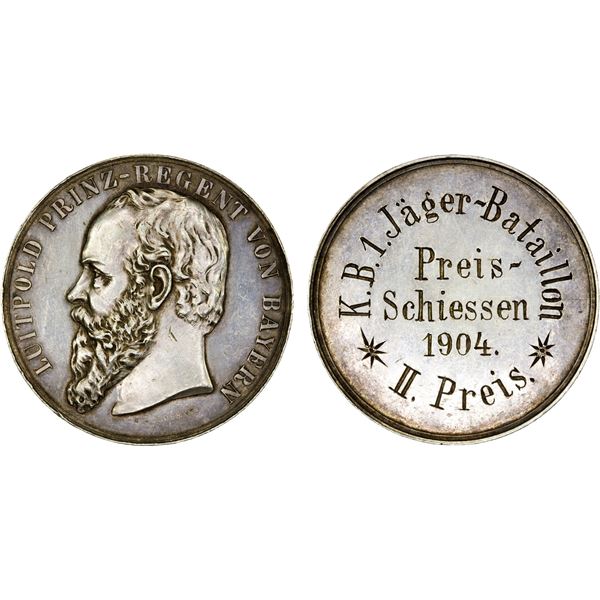 BAVARIA: Luitpold, as prince regent, 1886-1912, AR medal (34.64g), 1904, Choice VF