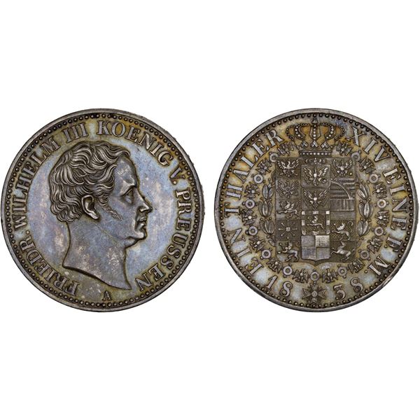 PRUSSIA: Friedrich Wilhelm III, 1797-1840, AR thaler, 1838-A, XF-AU