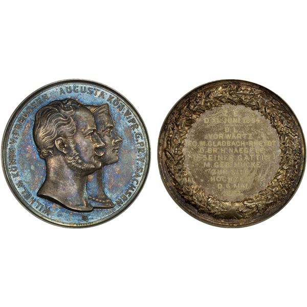 PRUSSIA: Wilhelm I. 1861-1888, AR medal (55.04g), 1881, AU