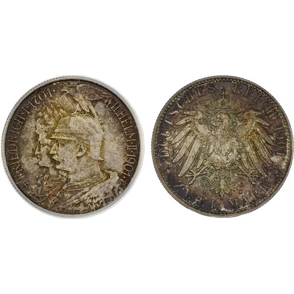 PRUSSIA: Wilhelm II, 1888-1918, AR 2 mark, 1901, PCGS MS65