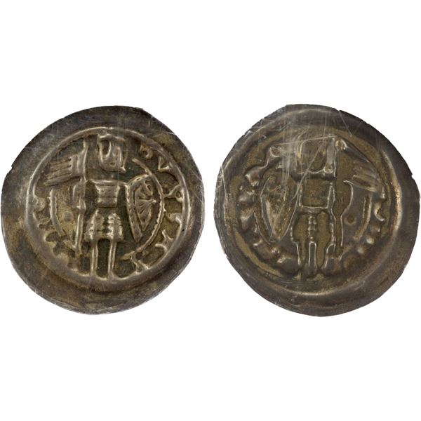 SAXE-WITTENBERG: Albrecht I, 1212-1260, AR bracteate (0.65g), Witternburg, NGC AU50