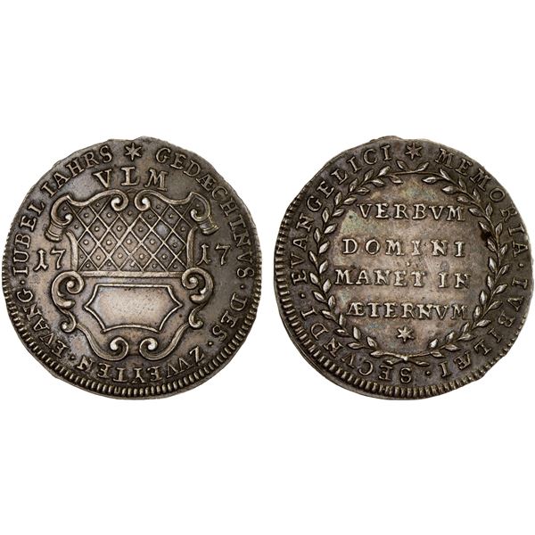 ULM: Free Imperial City, AR 2 ducats (4.51g), 1717, XF