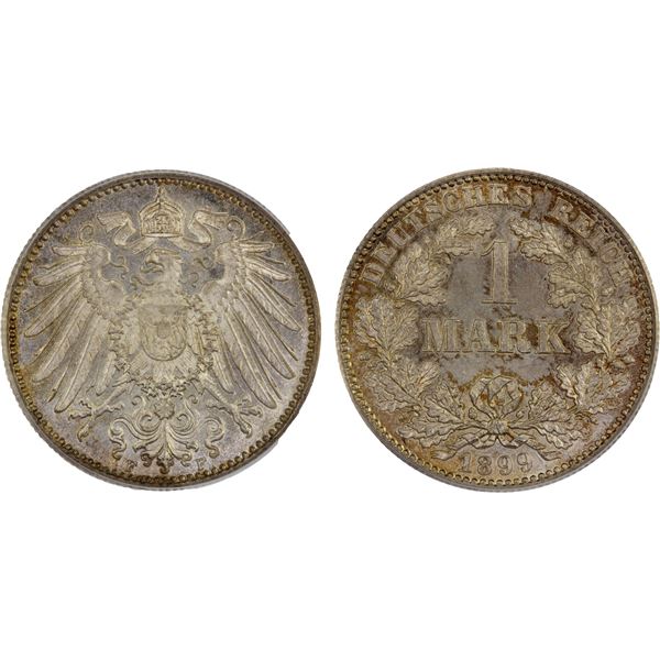 GERMANY: Kaiserreich, AR mark, Stuttgart, 1899-F, PCGS MS65