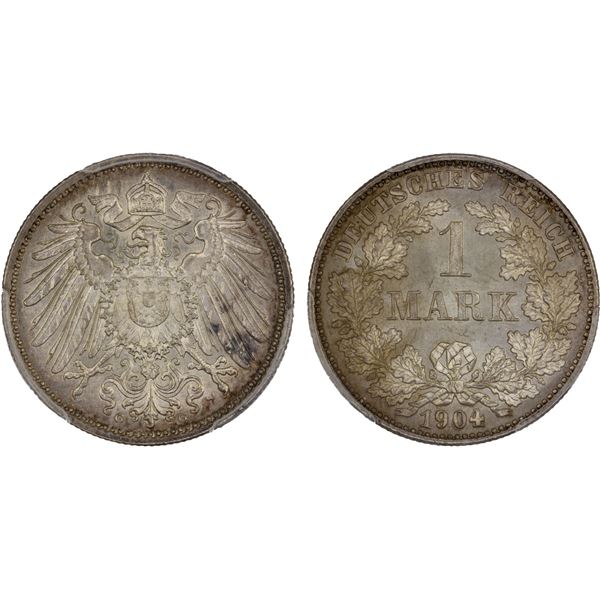 GERMANY: Kaiserreich, AR mark, Karlsruhe, 1904-G, PCGS MS65