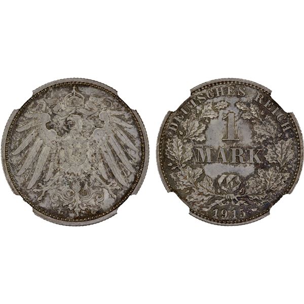GERMANY: Kaiserreich, AR mark, Karlsruhe, 1915-G, NGC MS67
