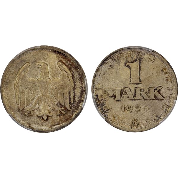 GERMANY: Weimar Republic, AR mark, 1924-D, PCGS MS65