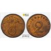 Image 1 : GERMANY: Third Reich, AE 2 pfennig (2.03g), 1937-A, PCGS MS63 RB