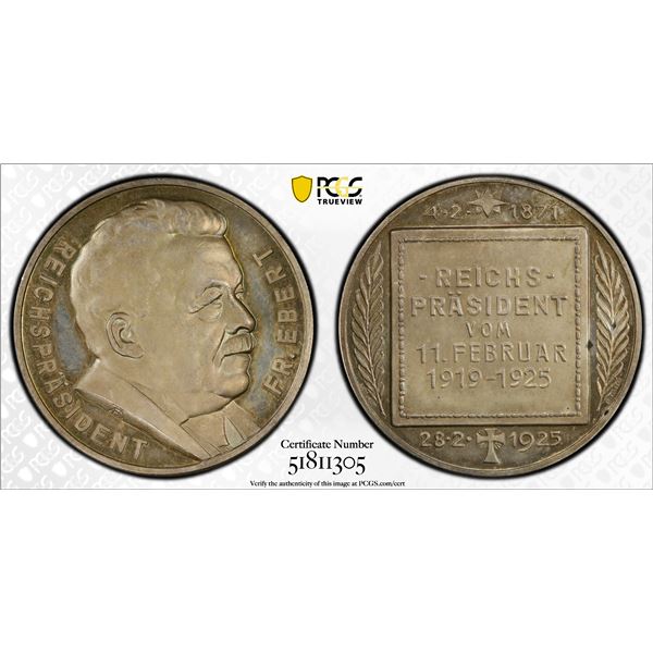 GERMANY: Weimar Republic, AR medal, 1925, PCGS MS65
