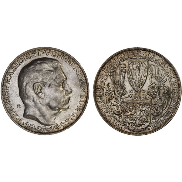 GERMANY: Weimar Republic, AR medal, 1927-D, AU