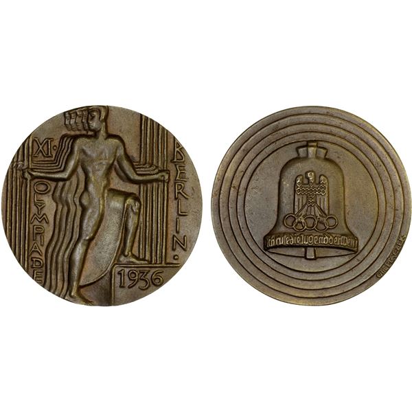 GERMANY: Third Reich, AE medal (114.8g), 1936, Unc