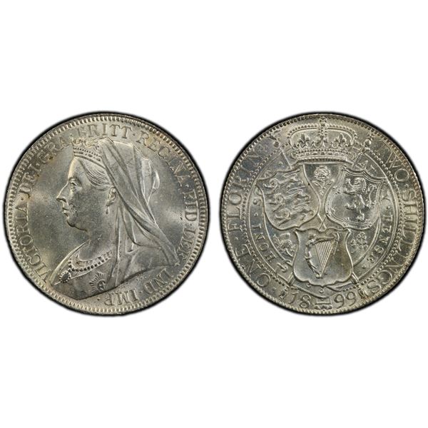 GREAT BRITAIN: Victoria, 1837-1901, AR florin, 1899, PCGS MS63