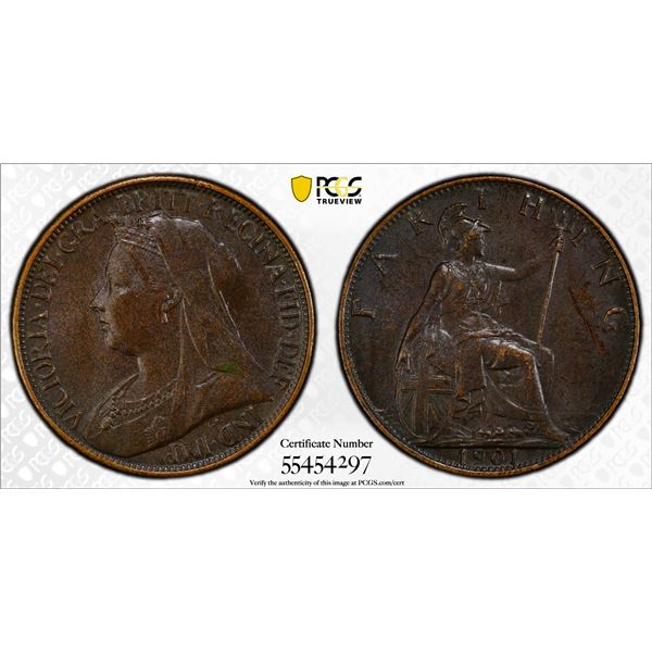 GREAT BRITAIN: Victoria, 1837-1901, AE farthing, 1901, PCGS MS64
