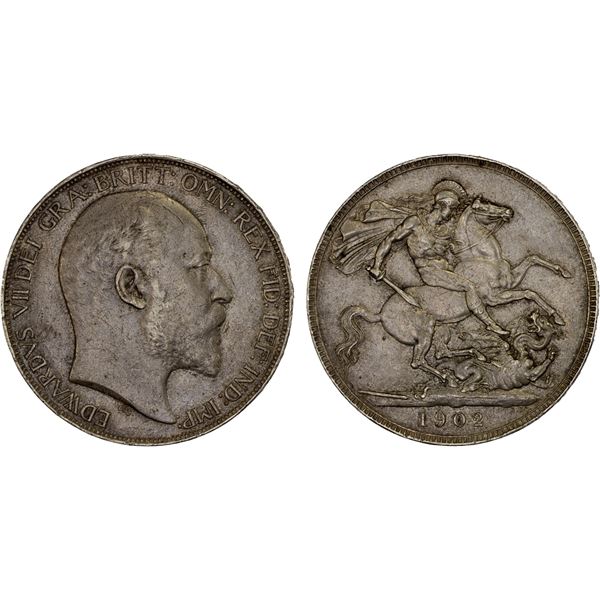GREAT BRITAIN: Edward VII, 1901-1910, AR crown, 1902, Choice XF