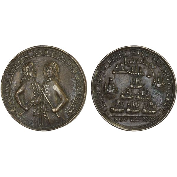 GREAT BRITAIN: AE medal, 1739, Choice VF