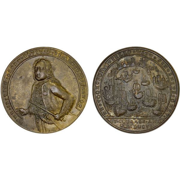 GREAT BRITAIN: AE medal, ND (ca. 1739), VF