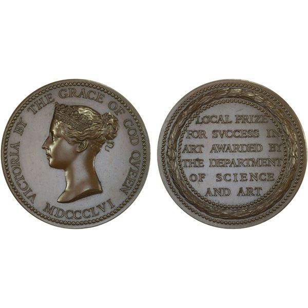GREAT BRITAIN: Victoria, 1837-1901, AE medal (74.81g), 1856, Choice Unc