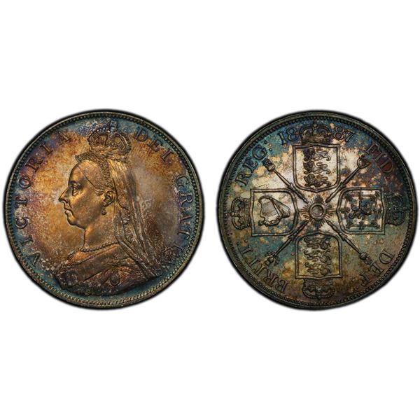 GREAT BRITAIN: Victoria, 1837-1901, AR double florin, 1887, PCGS MS62