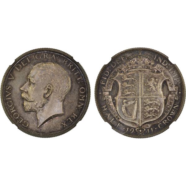 GREAT BRITAIN: George V, 1910-1936, AR halfcrown, 1911, NGC Proof 64 +