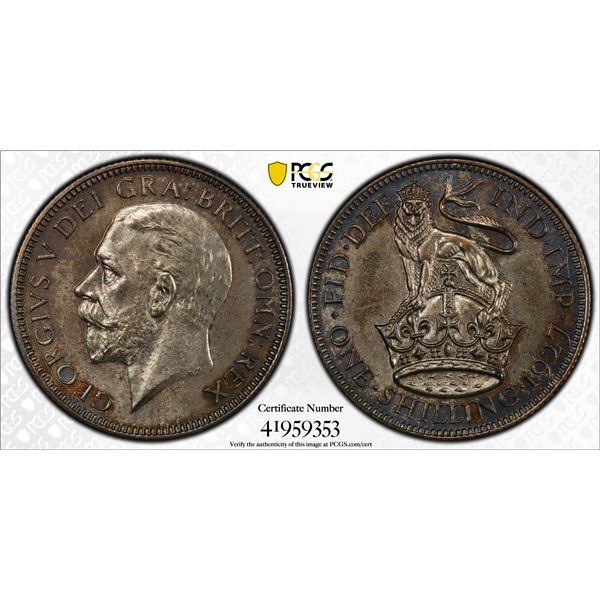 GREAT BRITAIN: George V, 1910-1936, AR shilling, 1927, PCGS Proof 64