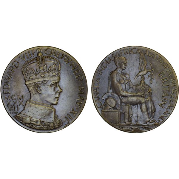 GREAT BRITAIN: Edward VIII, 1936, AE medal (69.51g), 1937, XF