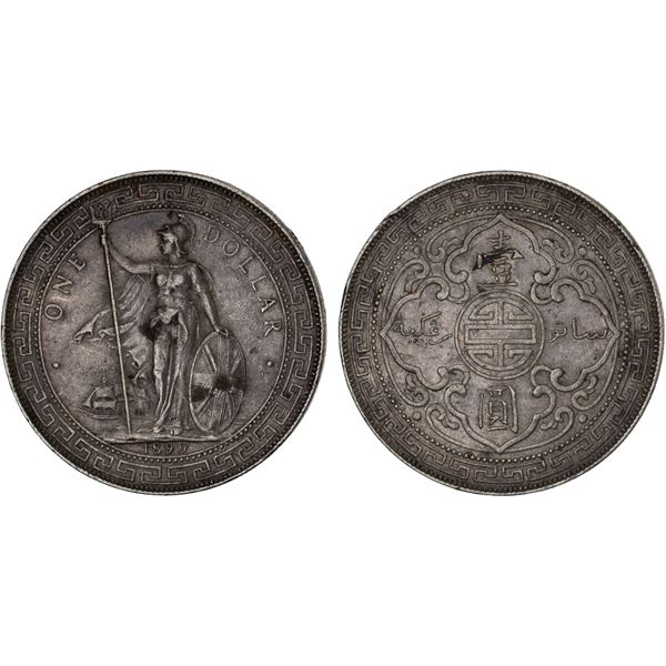 GREAT BRITAIN: AR trade dollar, 1898-B, XF