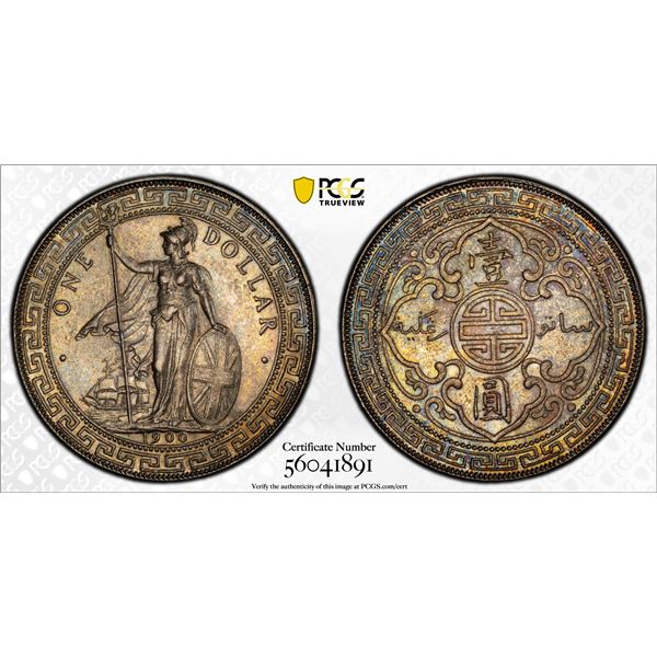 GREAT BRITAIN: AR trade dollar, 1900-B, PCGS AU58
