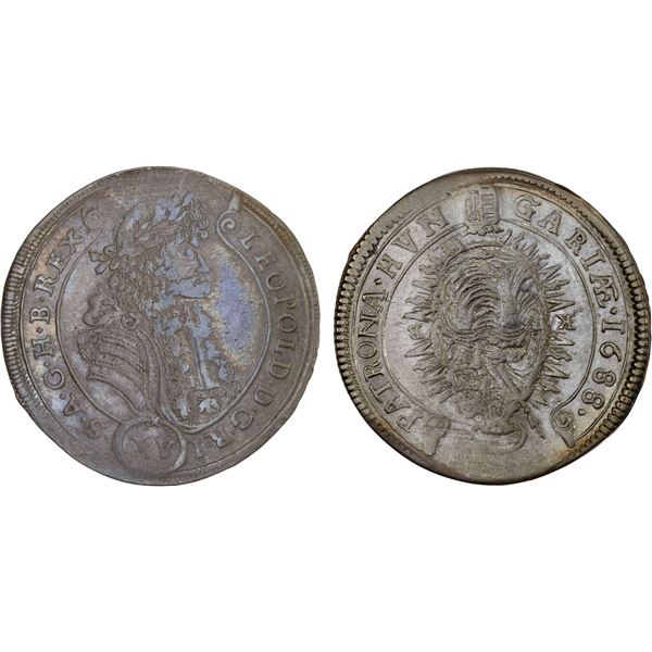 HUNGARY: Leopold I, 1657-1705, AR 15 krajczar (6.12g), Kremnitz, 1688-KB, VF-XF