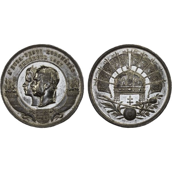 HUNGARY: Franz Joseph I, 1848-1916, medal (16.35g), 1867, XF