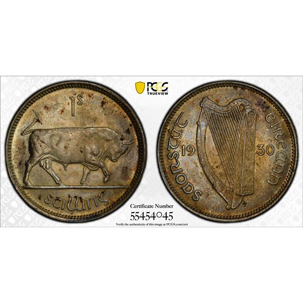 IRELAND: Irish Free State, AR scilling (shilling), 1930, PCGS MS63