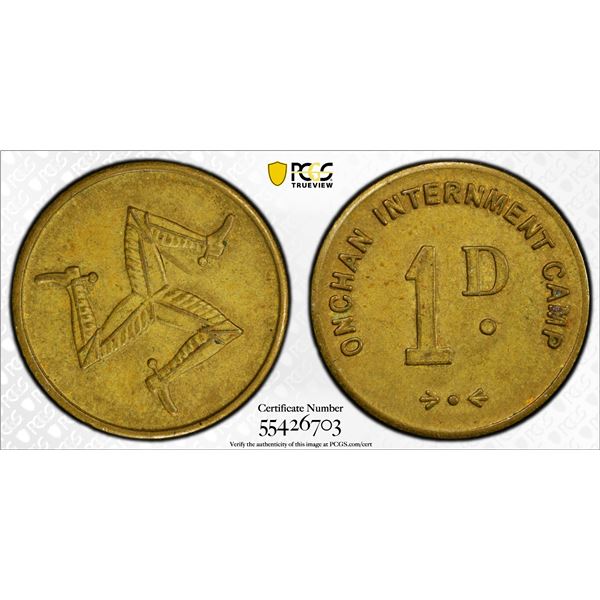 ISLE OF MAN: brass penny token, ND (1941), PCGS MS63