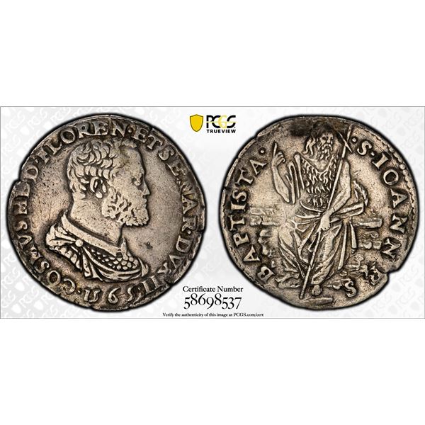 ITALY: TUSCANY: Cosimo I de' Medici, 1555-1569, AR testone, 1465, PCGS VF30