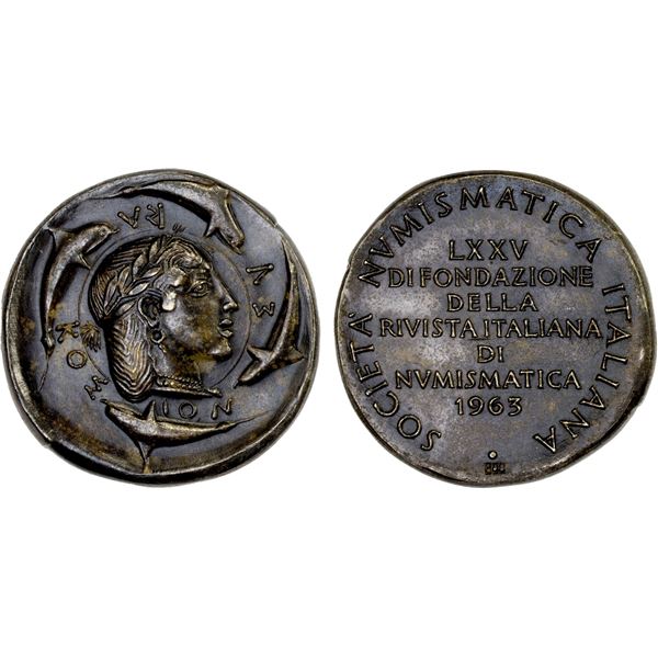 ITALY: Republic, AR medal (29.91g), 1963, AU