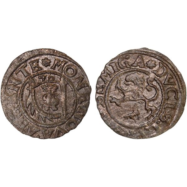 LIVONIA: Courland & Semigallia: Gotthard Kettler, 1561-1587, BI schilling, Mitau, [15]76, XF