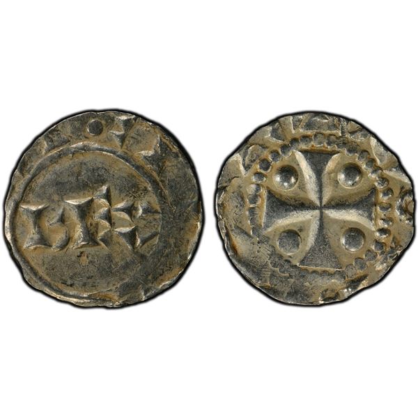 NETHERLANDS: DEVENTER: Hendrik II, 1002-1014, AR denar (1.15g), ND (1002-24), PCGS AU55