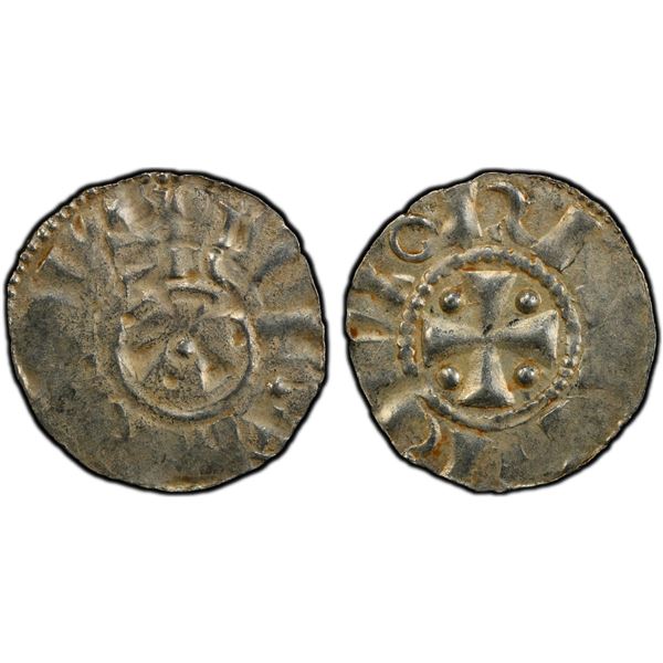NETHERLANDS: FRIESLAND: Heinrich II, 1002-1024, AR denar, ND (1002-24), PCGS AU50
