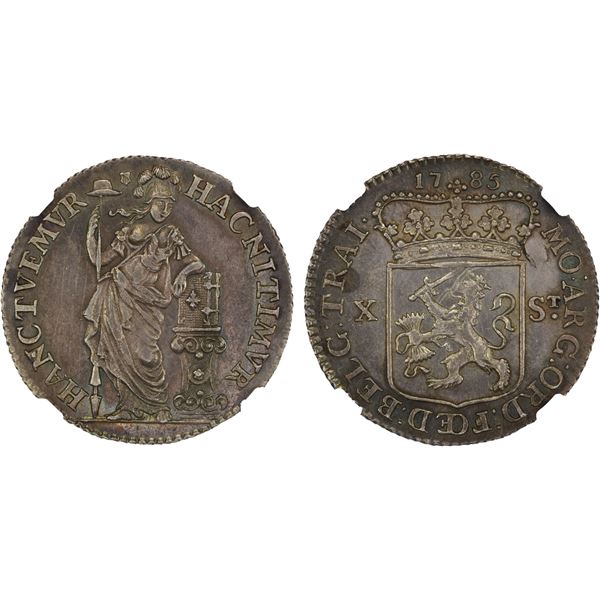 NETHERLANDS: UTRECHT: United Netherlands, AR 10 stuivers, 1785, NGC MS61