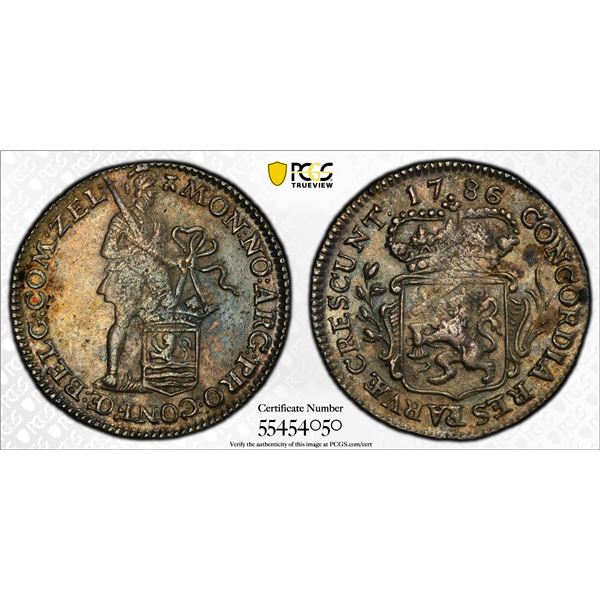 NETHERLANDS: ZEELAND: Dutch Republic, AR 6¼ stuivers, 1786, PCGS MS62