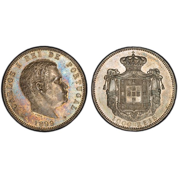 PORTUGAL: Carlos I, 1889-1908, AR 1000 reis, 1899, PCGS MS63