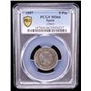 Image 2 : SPAIN: Francisco Franco, Caudillo, 1947-1975, 5 pesetas, 1957 (63), PCGS MS66