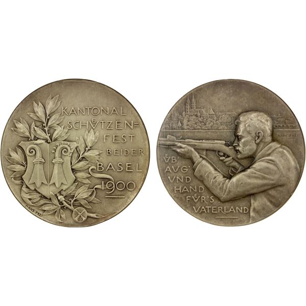 SWITZERLAND: BASEL: Canton, AR shooting medal, 1900, NGC MS64
