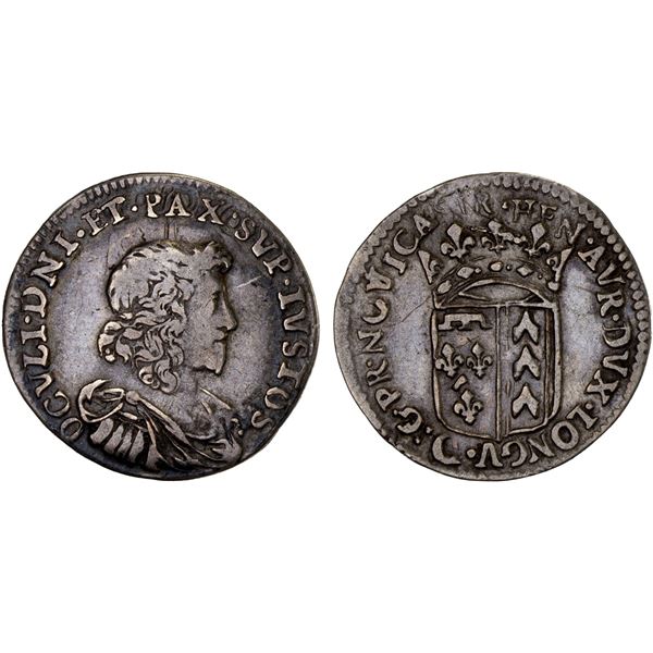 SWITZERLAND: NEUCHÂTEL/NEUENBURG: Heinrich II, 1595-1663, AR 10 kreuzer, ND (1648), F-VF