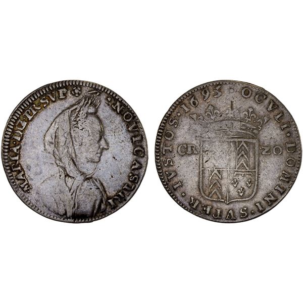SWITZERLAND: NEUCHÂTEL/NEUENBURG: Marie de Nemours, 1694-1707, AR 20 kreuzer, 1695, VF