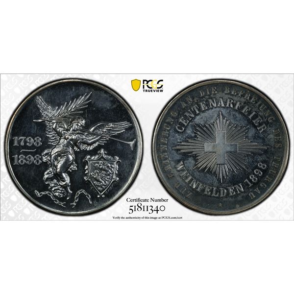 SWITZERLAND: THURGAU: AR medal, 1898, PCGS Specimen 64