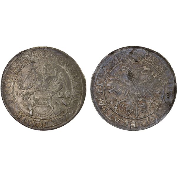 SWITZERLAND: ZUG: Canton, AR thaler (27.89g), 1622, XF