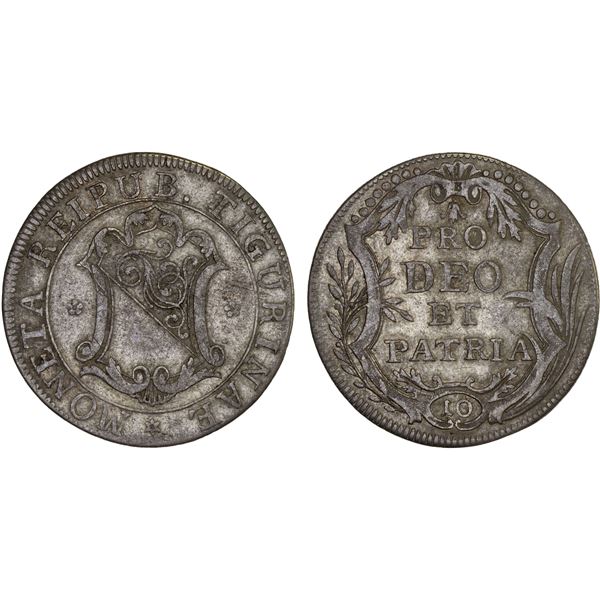 SWITZERLAND: ZÜRICH: Canton, AR 10 schilling, ND (1806)-B, Choice VF