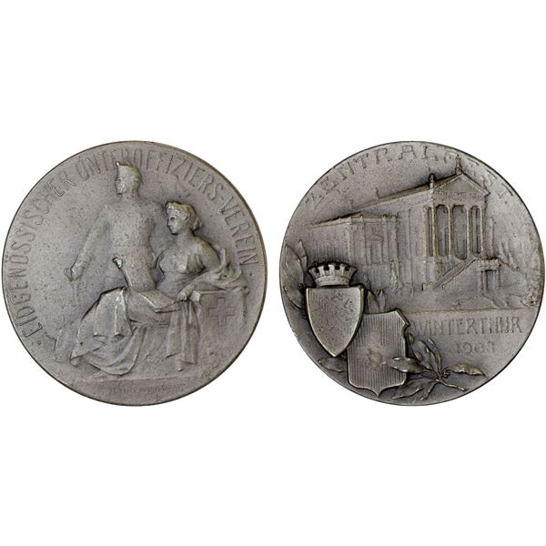 SWITZERLAND: ZÜRICH: Canton, AR medal (12.26g), 1908, Choice AU