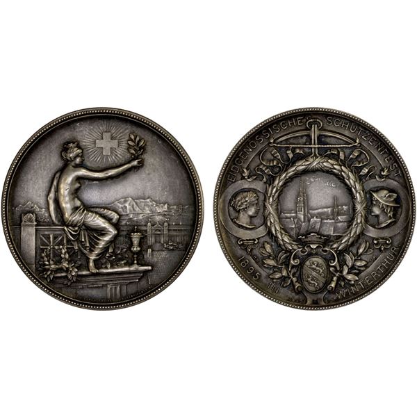 SWITZERLAND: Confederation, AR medal, 1895, AU